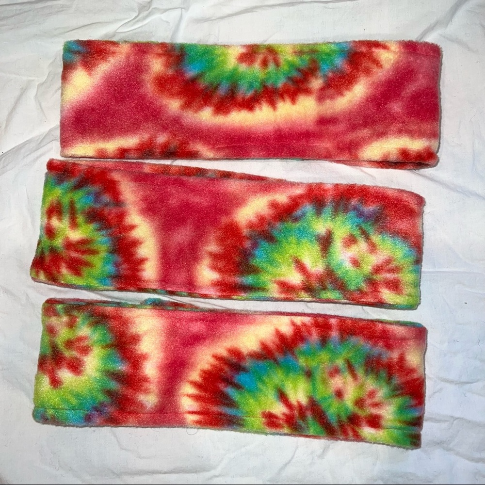 Fleece Headbands - Set of 3 - pink tie dye